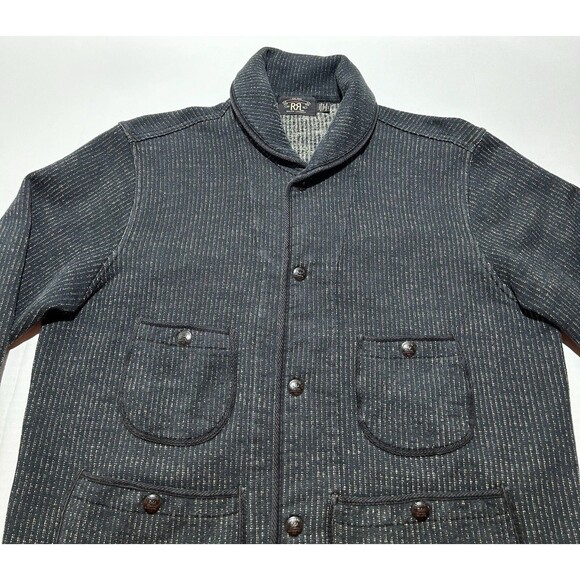 RRL Ralph Lauren Beach Cloth Cardigan Jacket Genuine Indigo Size Large Shawl - Picture 2 of 10